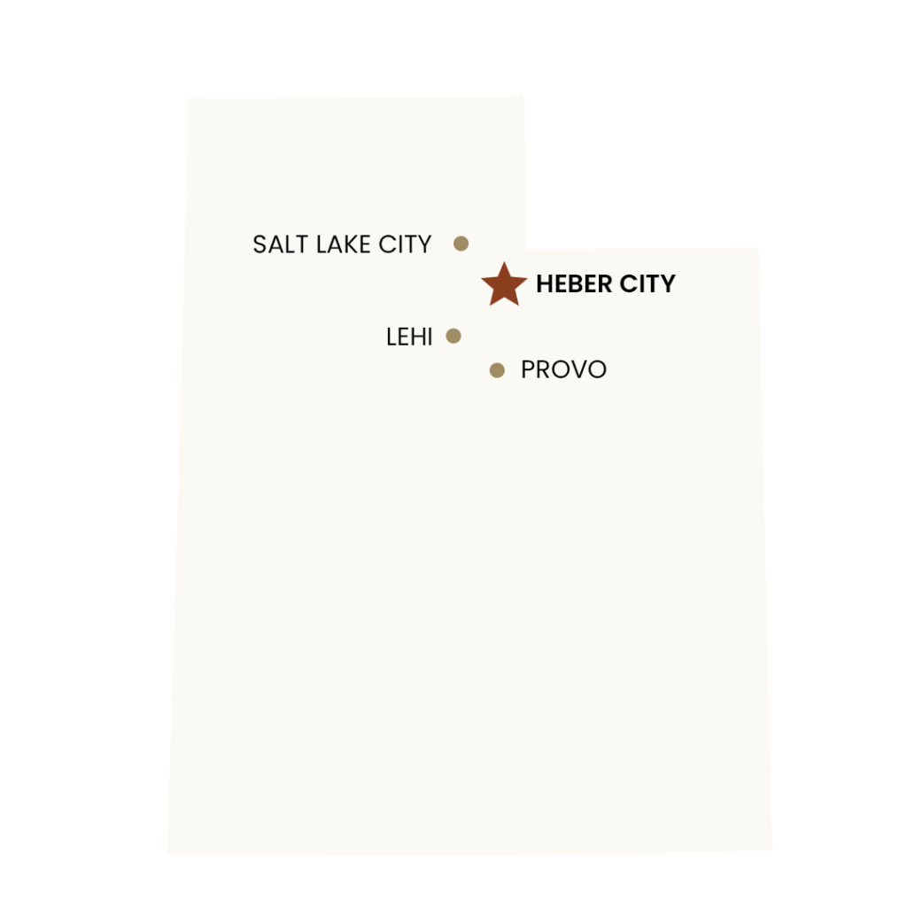 Map highlight of Heber City, Utah.