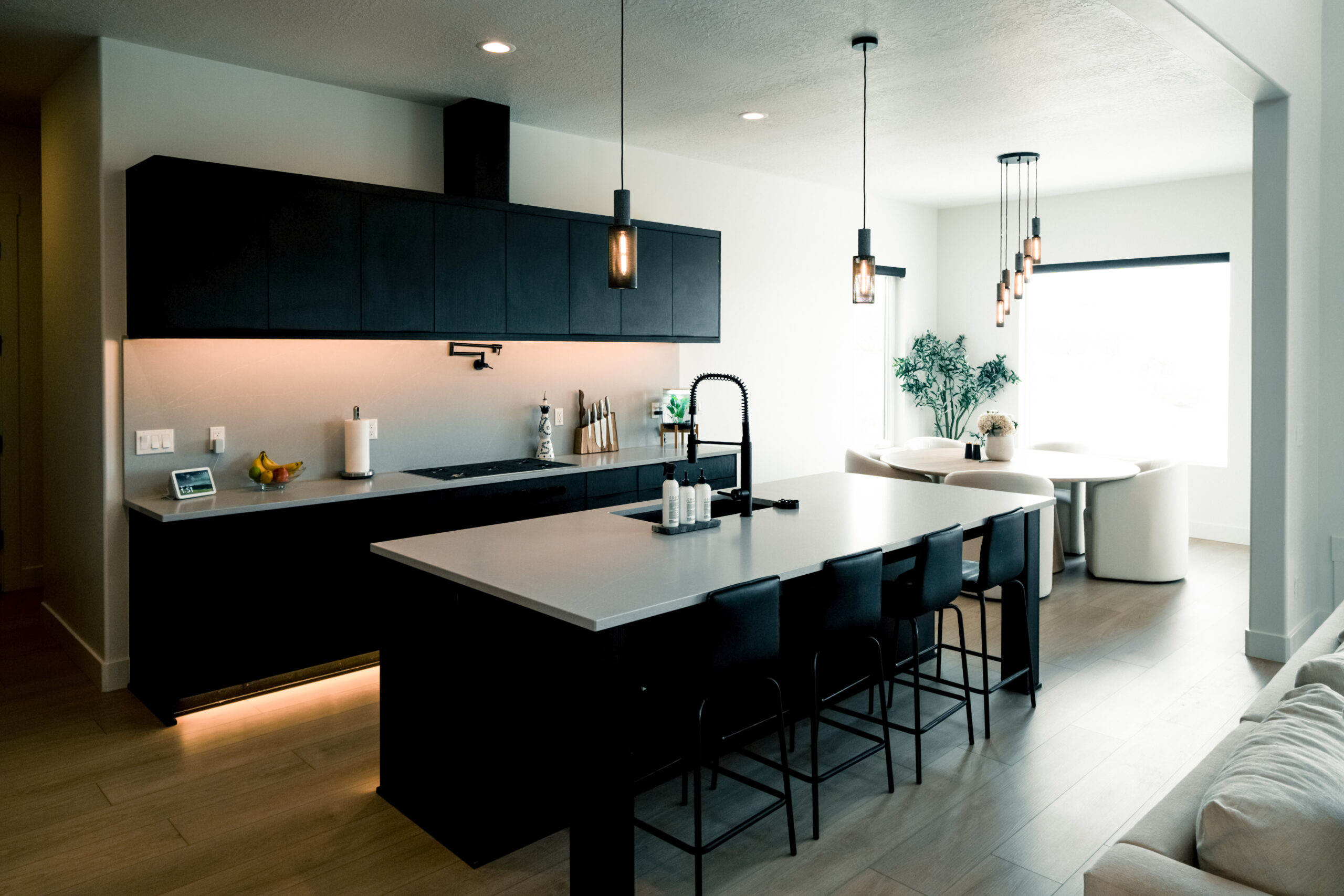 Modern kitchen in a custom home with designer finishes