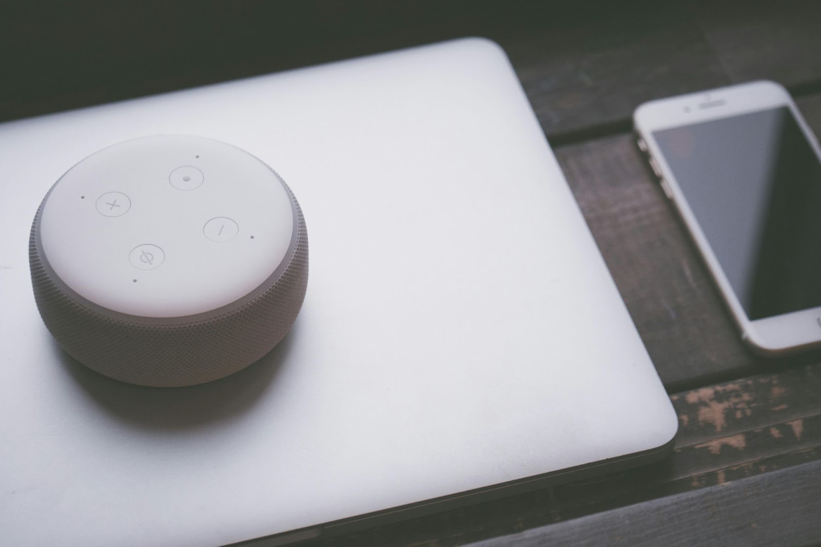 Smart home devices on a table.