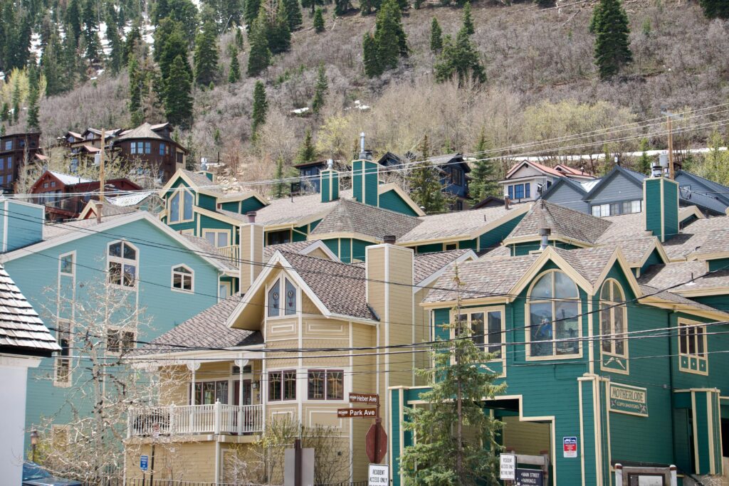 Landscape picture of historical Park City homes.