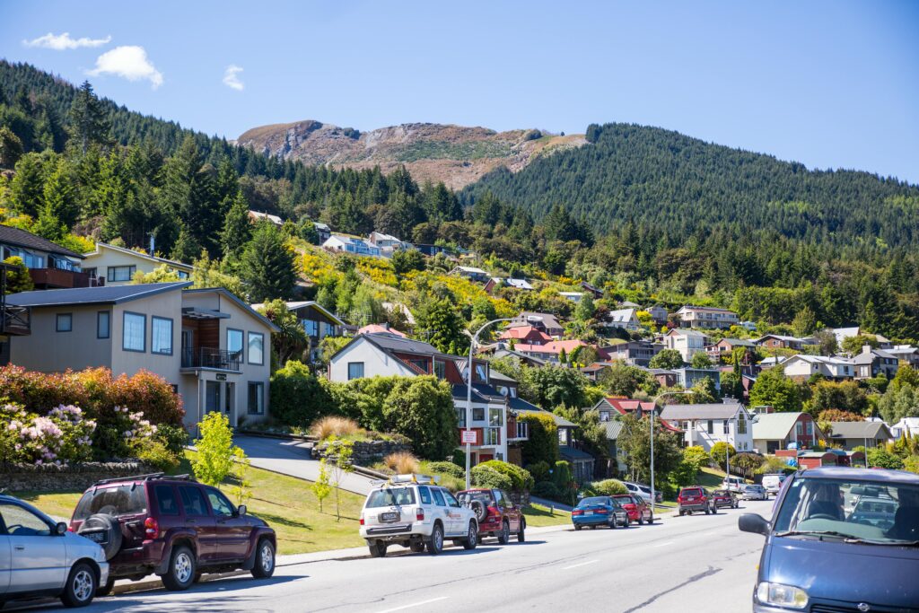 Mountain neighborhood during the day.
