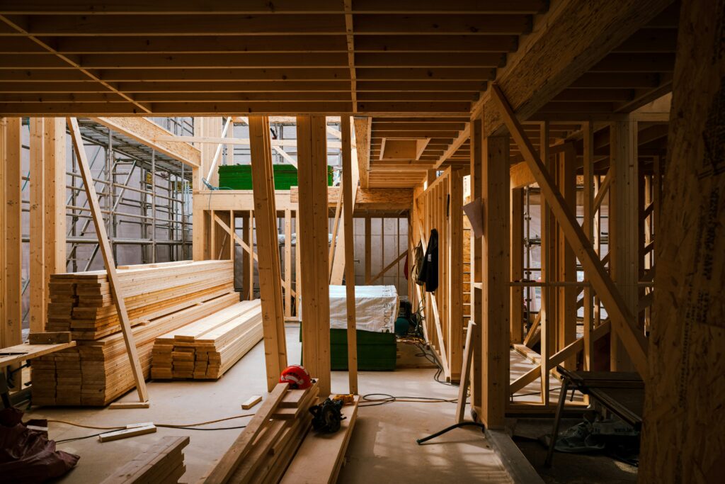 Custom home construction framing showing building process and quality construction by Utah home builders