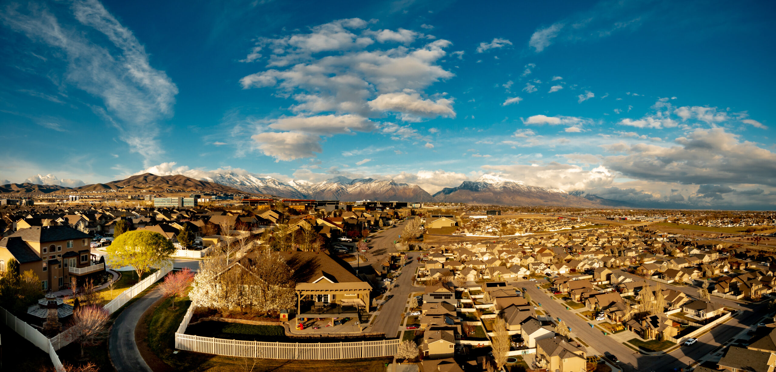 Aerial panoramic view of Silicon Slopes in Utah