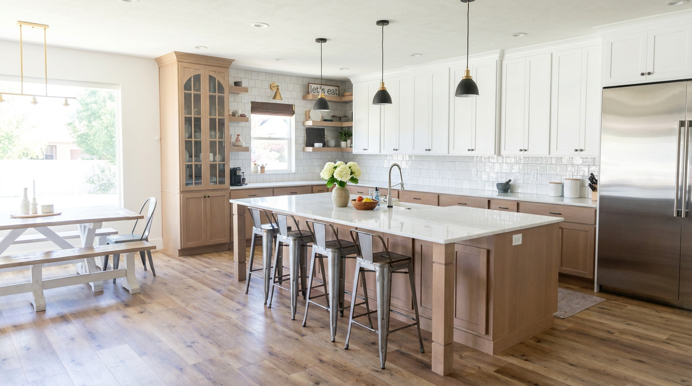 Open concept kitchen.