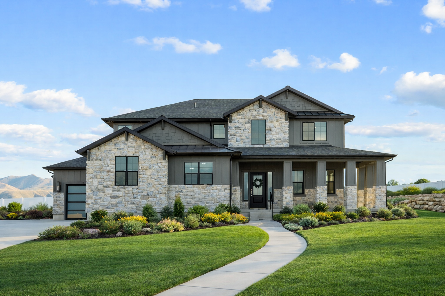 Luxury custom home exterior by Roots Builders in Utah