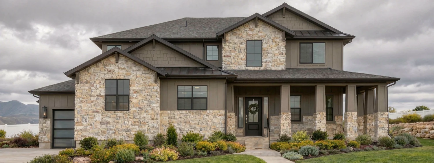 Luxury custom home exterior by Roots Builders in Utah